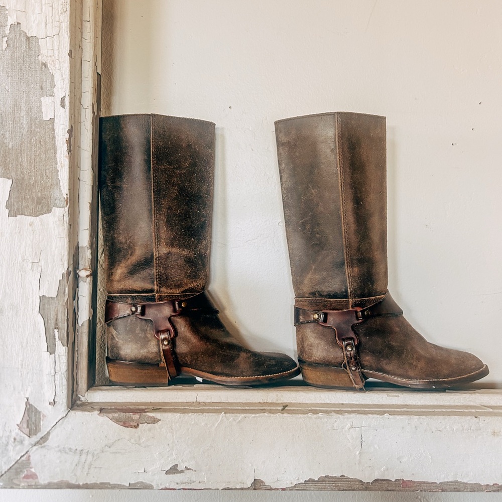 Vintage Brown Leather Riding Boots